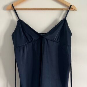 Brandy Melville Navy Blue Lace Trim Top